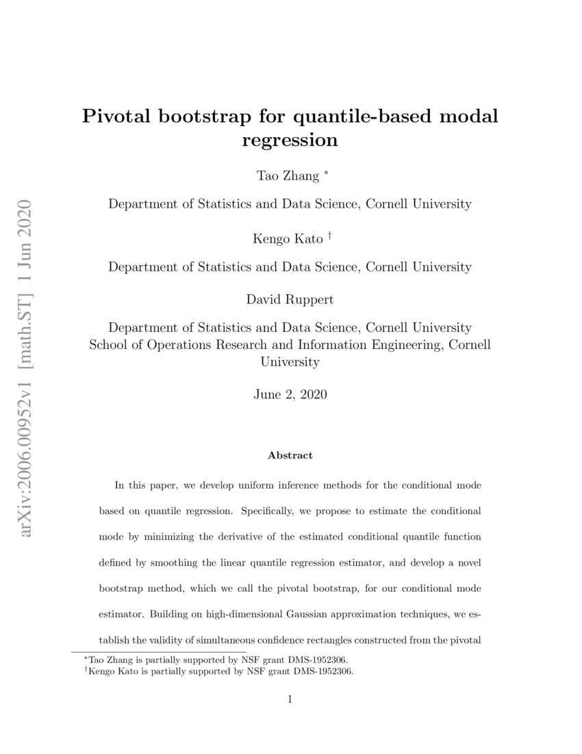 Pivotal bootstrap for quantilebased modal regression DeepAI