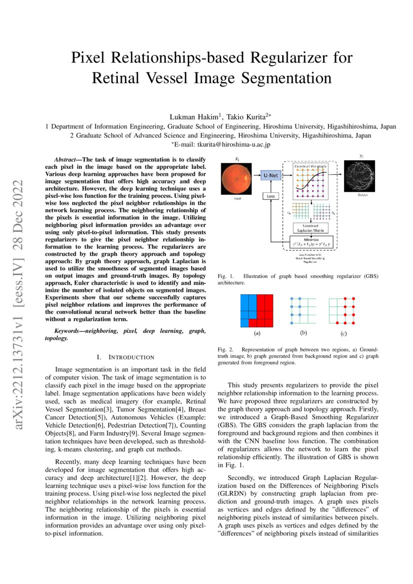 Pixel Relationships-based Regularizer for Retinal Vessel Image ...