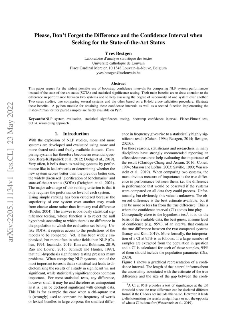 Please, Don't the Difference and the Confidence Interval when