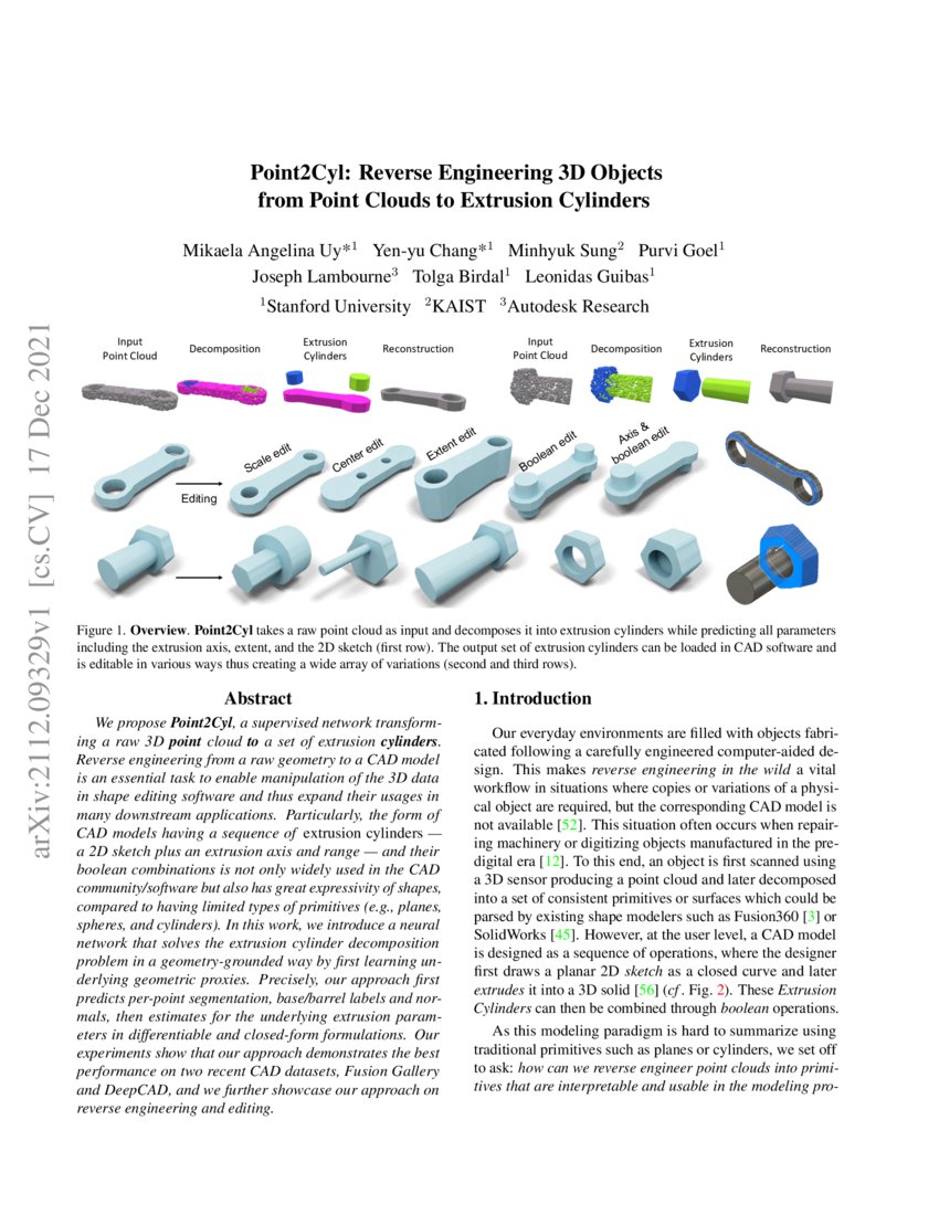 Point Object Engineering Point2Cyl: Reverse Engineering 3D Objects from Point Clouds to ...