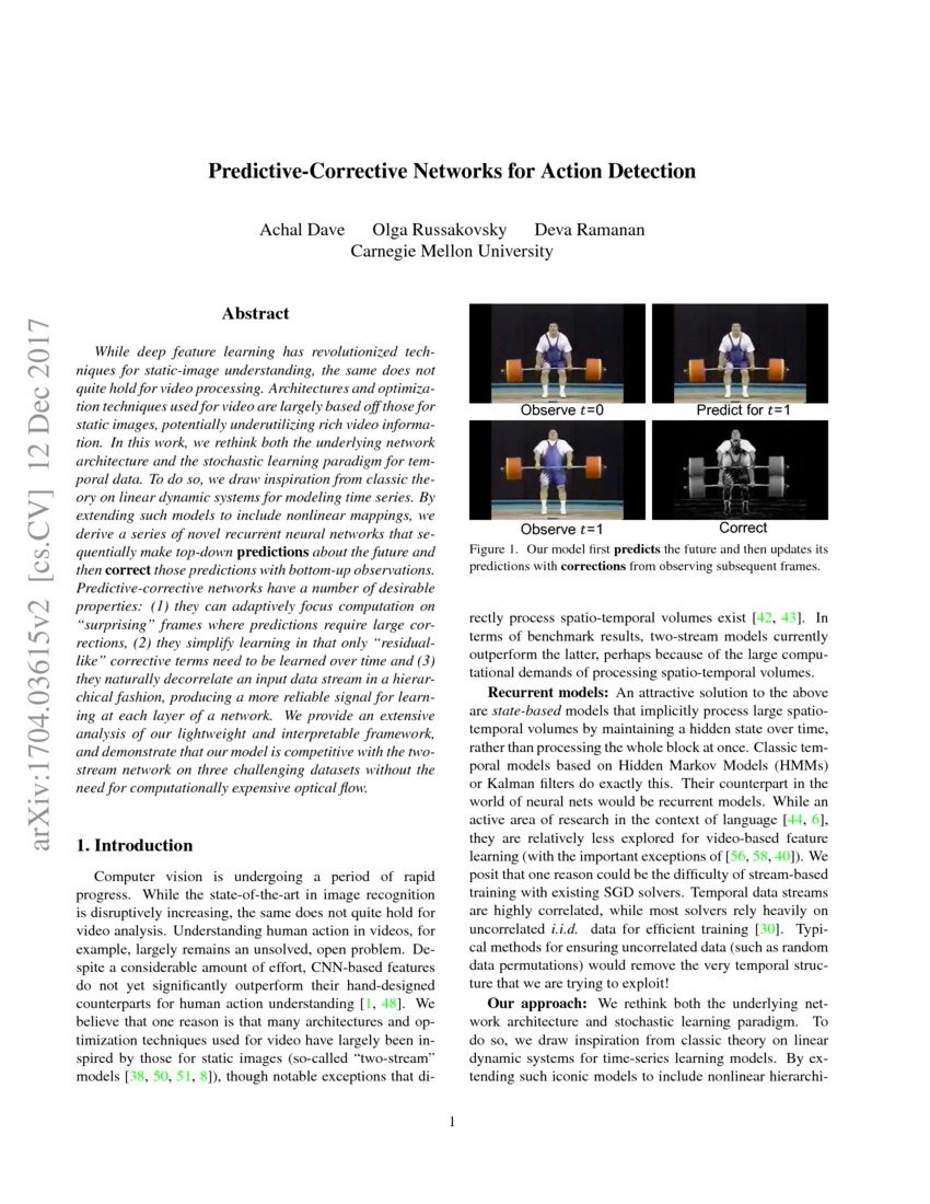 PredictiveCorrective Networks for Action Detection DeepAI