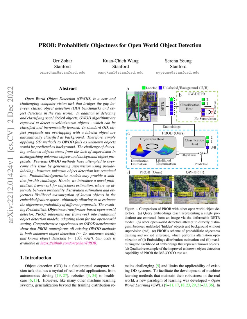 PROB: Probabilistic Objectness for Open World Object Detection | DeepAI
