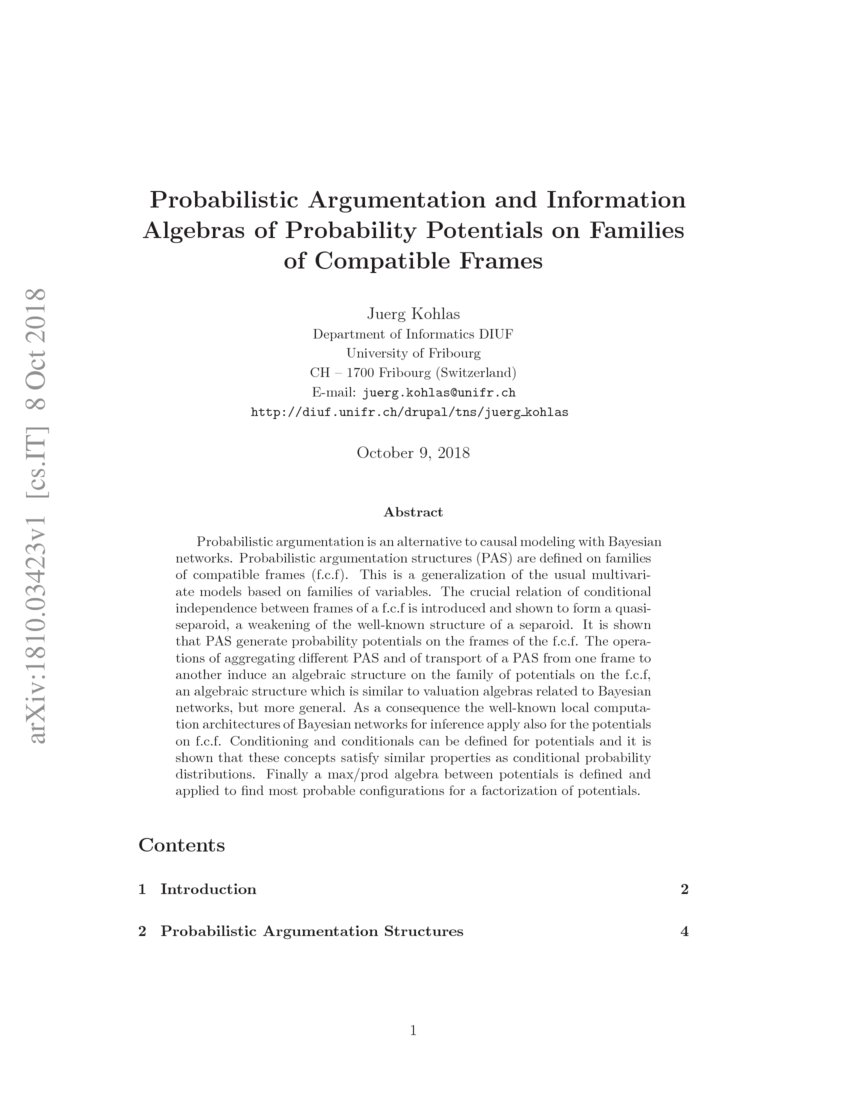 Probabilistic Argumentation and Information Algebras of Probability ...