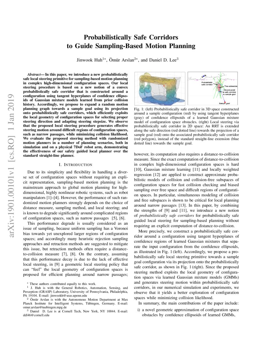 Probabilistically Safe Corridors to Guide SamplingBased Motion