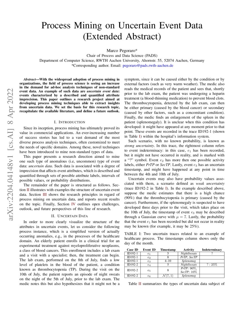 Process Mining on Uncertain Event Data DeepAI