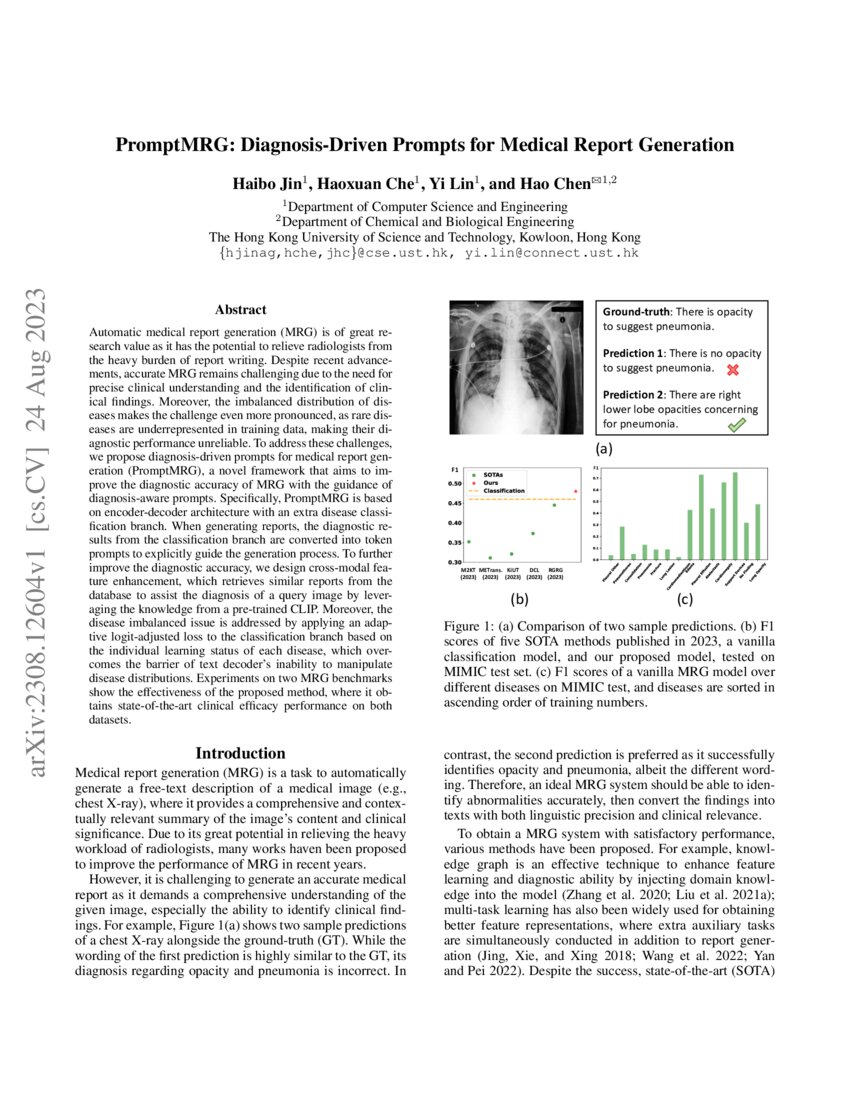 PromptMRG DiagnosisDriven Prompts for Medical Report Generation DeepAI