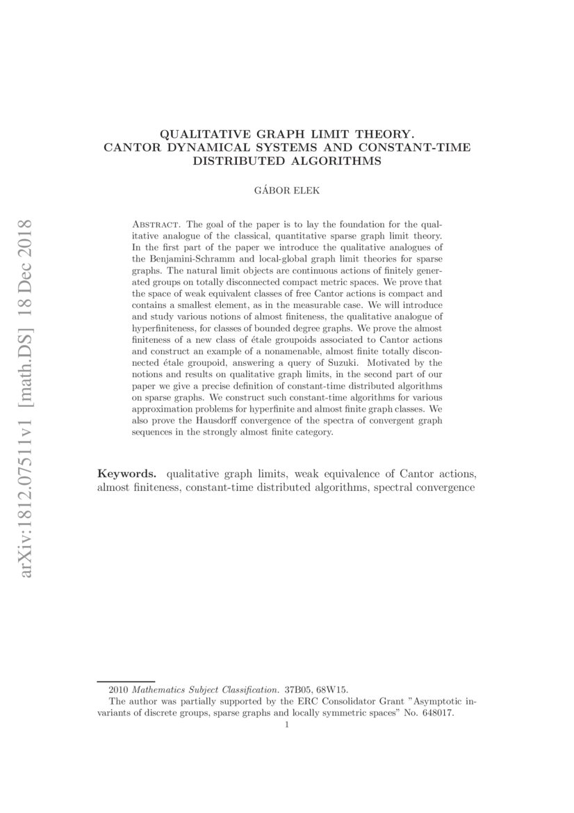 qualitative-graph-limit-theory-cantor-dynamical-systems-and-constant