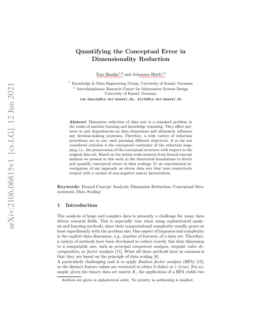 Quantifying the Conceptual Error in Dimensionality Reduction DeepAI