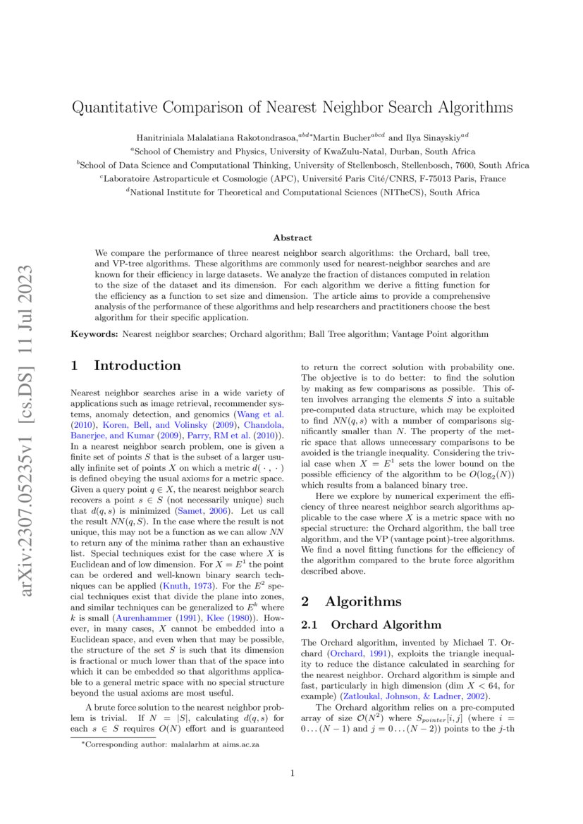 Quantitative Comparison of Nearest Neighbor Search Algorithms | DeepAI