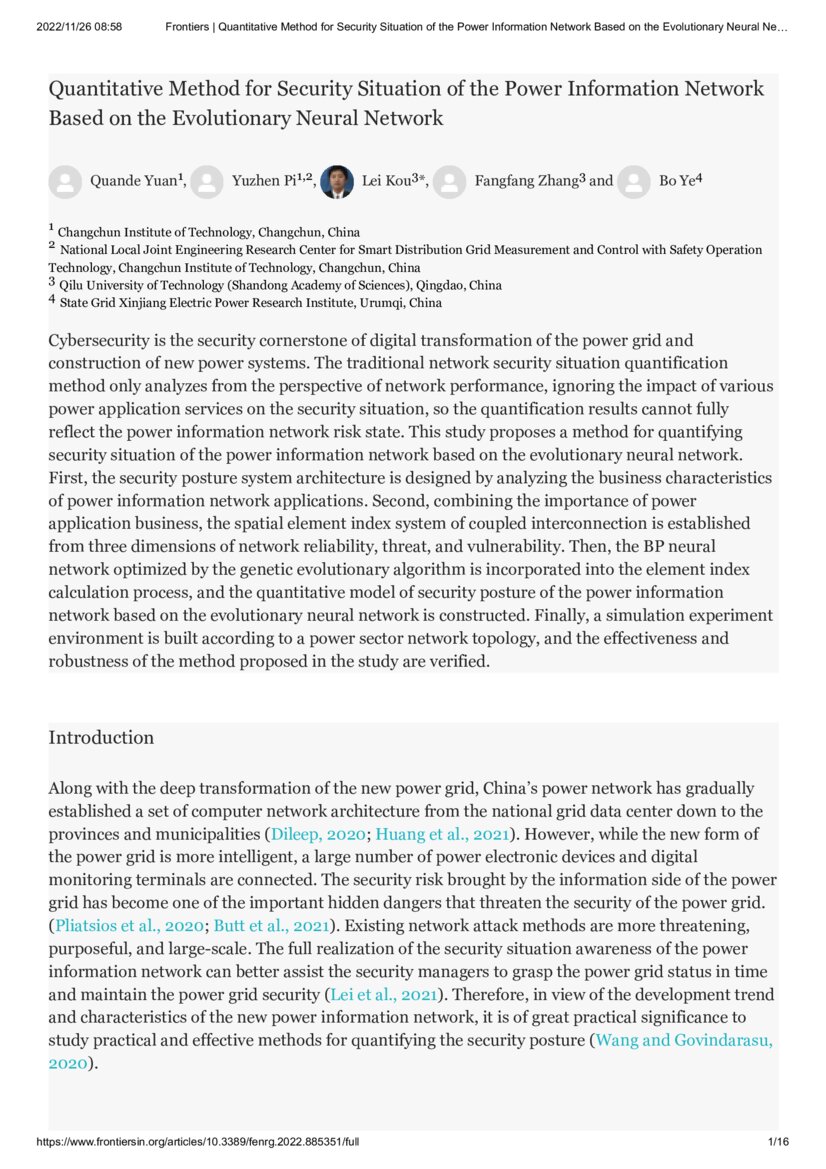 Quantitative Method for Security Situation of the Power Information