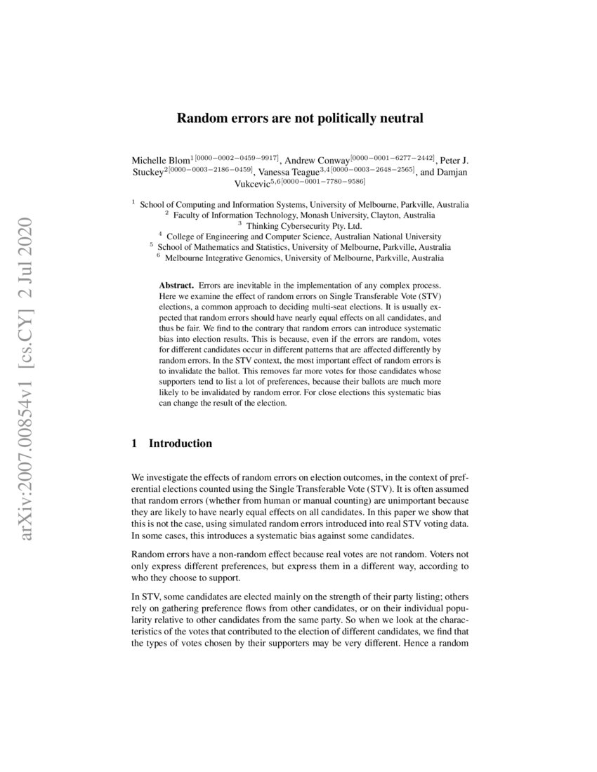 Random Errors Are Not Politically Neutral Deepai