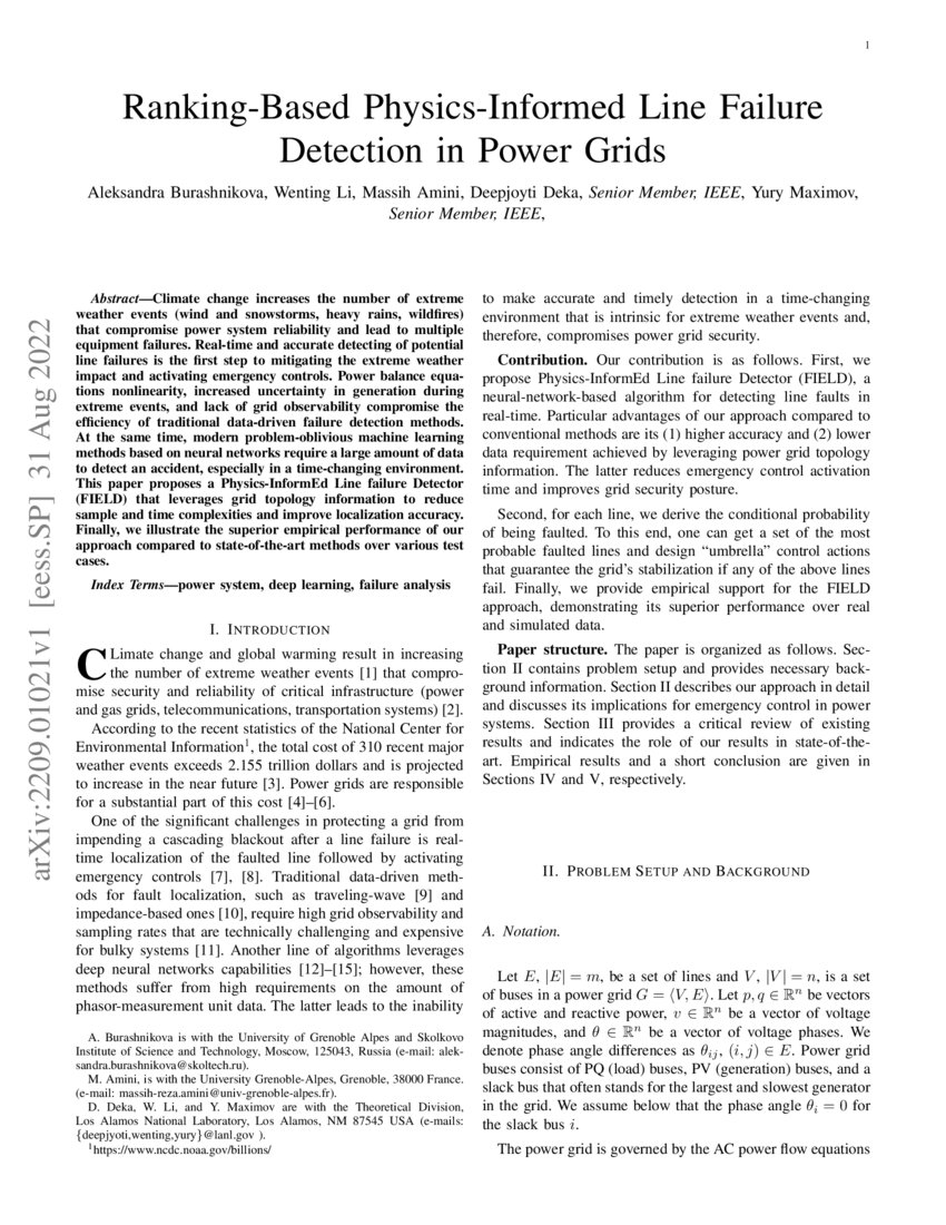 RankingBased PhysicsInformed Line Failure Detection in Power Grids