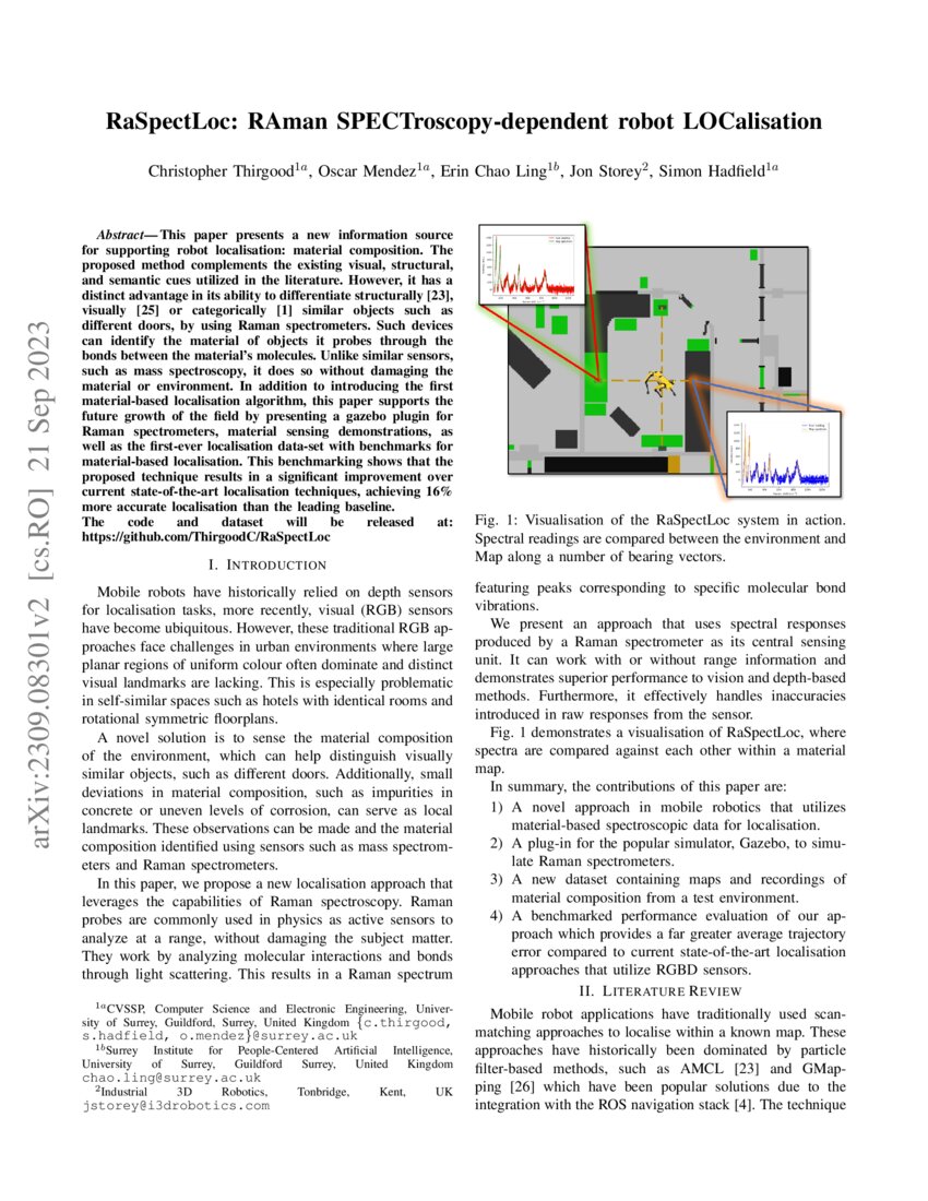 RaSpectLoc: RAman SPECTroscopy-dependent robot LOCalisation | DeepAI