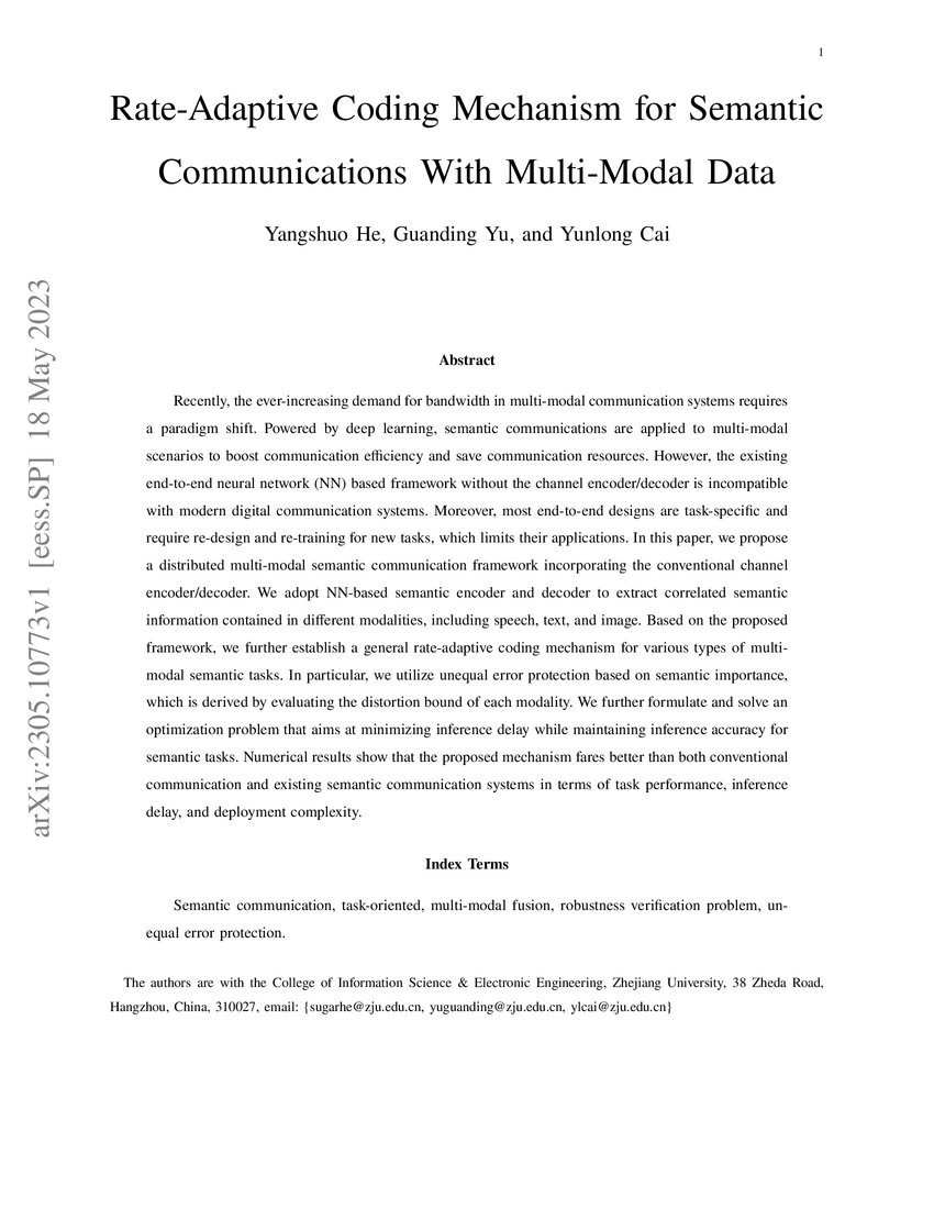 Rate-Adaptive Coding Mechanism for Semantic Communications With Multi ...