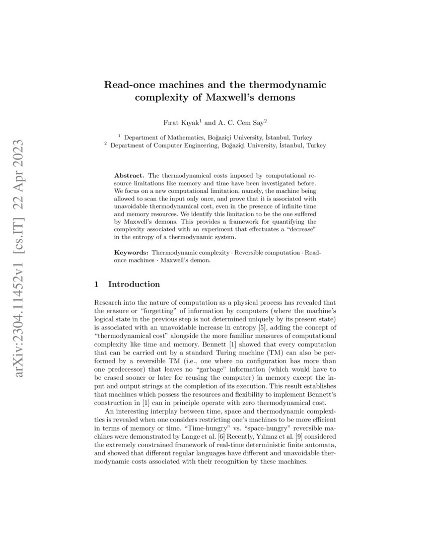 Readonce machines and the thermodynamic complexity of Maxwell's demons