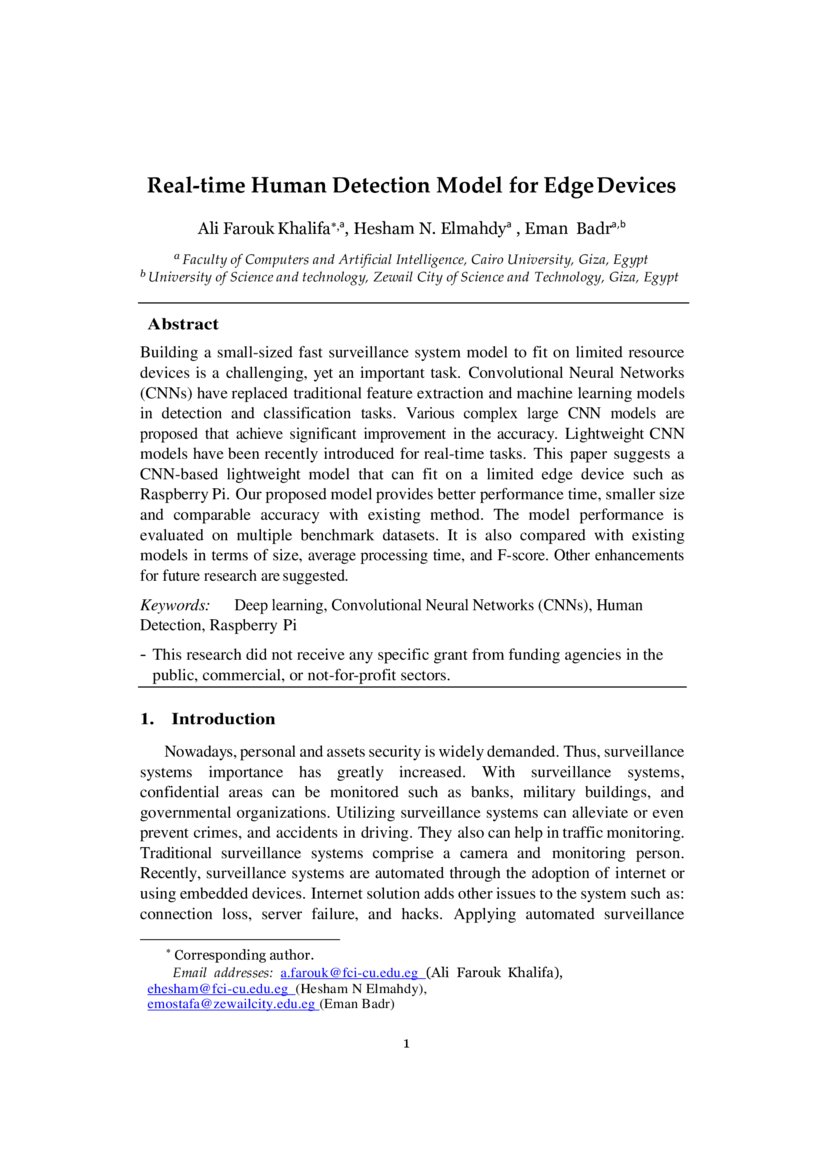 Real-time Human Detection Model for Edge Devices | DeepAI