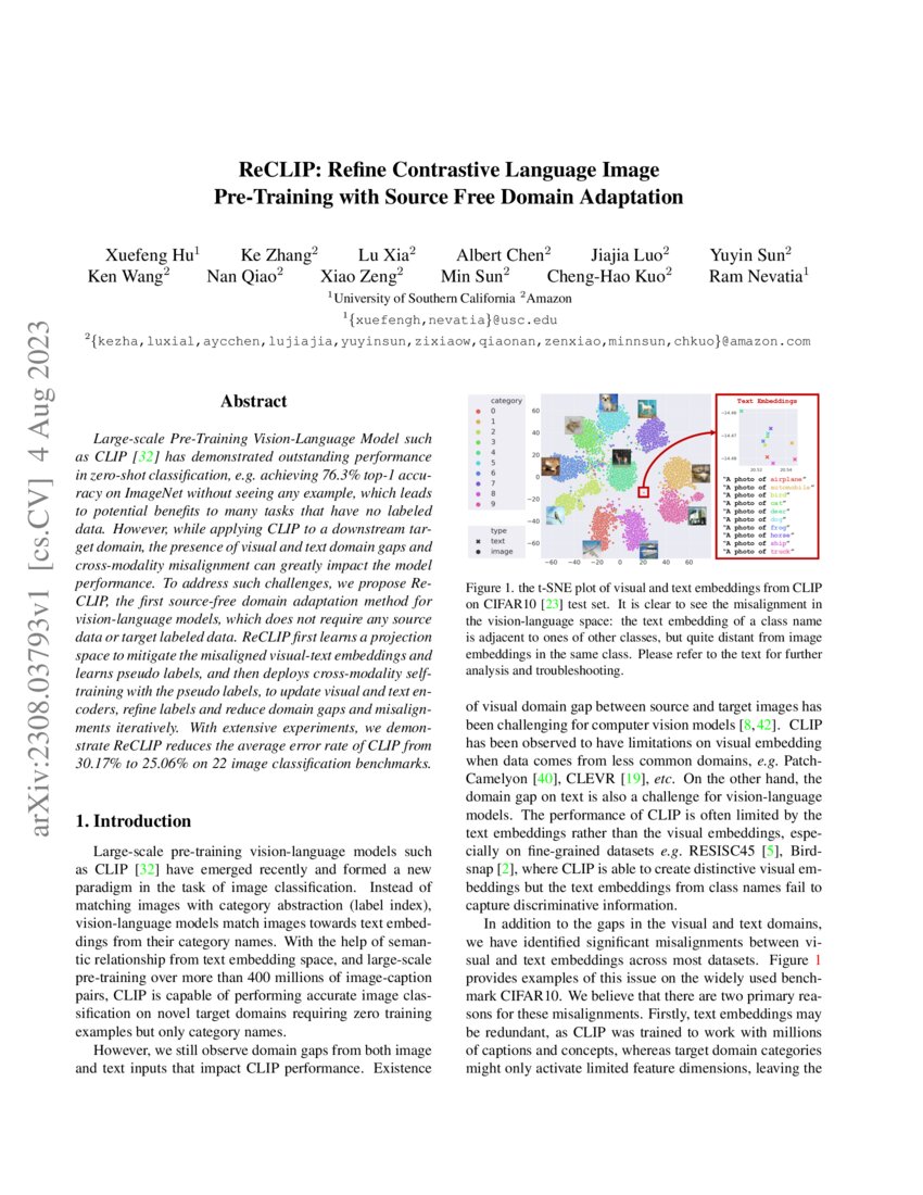 ReCLIP: Refine Contrastive Language Image Pre-Training with Source Free ...
