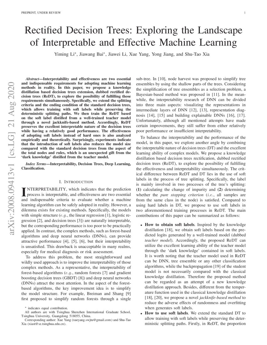 Rectified Decision Trees Exploring the Landscape of Interpretable and
