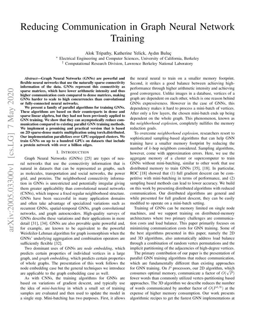 Reducing Communication in Graph Neural Network Training DeepAI