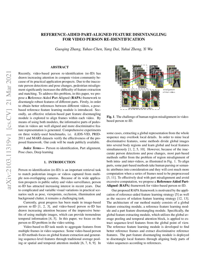 ReferenceAided PartAligned Feature Disentangling for Video Person Re