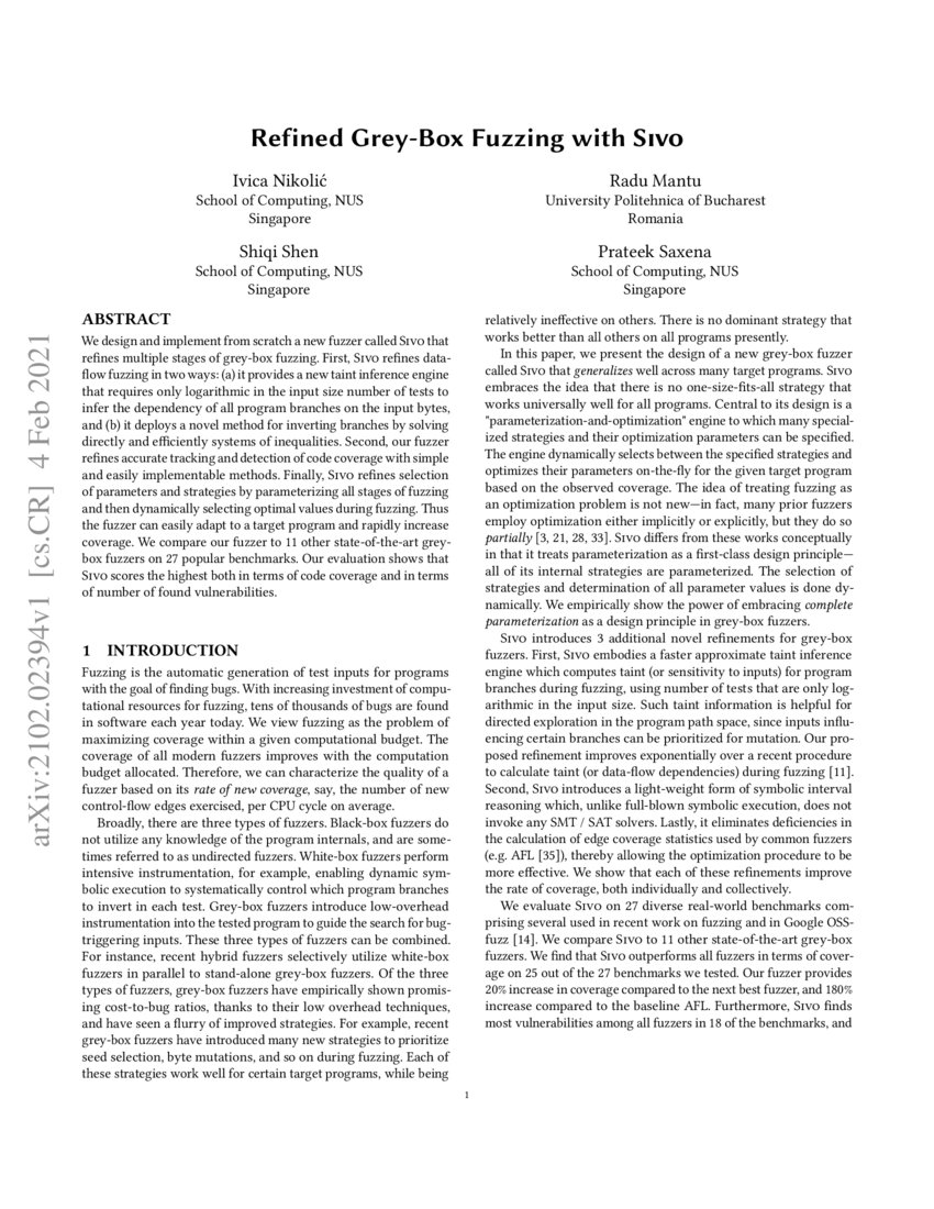 Refined GreyBox Fuzzing with SIVO DeepAI