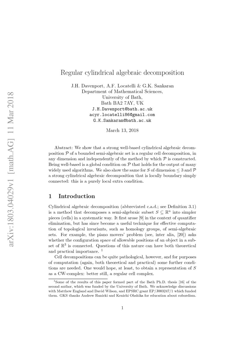 Regular cylindrical algebraic DeepAI