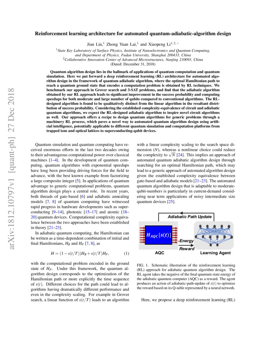 Reinforcement learning architecture for automated quantum-adiabatic ...