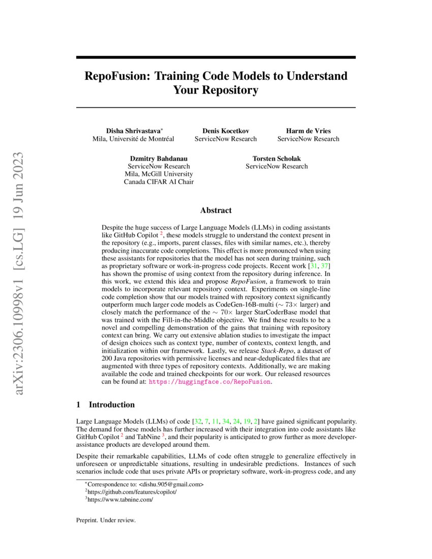 RepoFusion: Training Code Models to Understand Your Repository | DeepAI