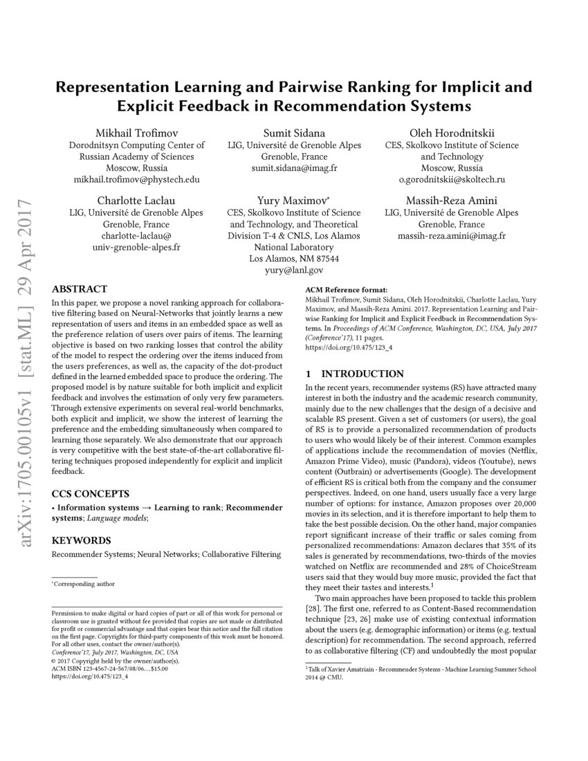 Representation Learning and Pairwise Ranking for Implicit Feedback in ...