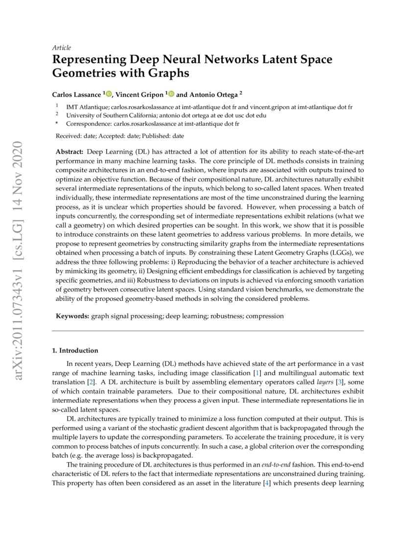 Representing Deep Neural Networks Latent Space Geometries with Graphs ...