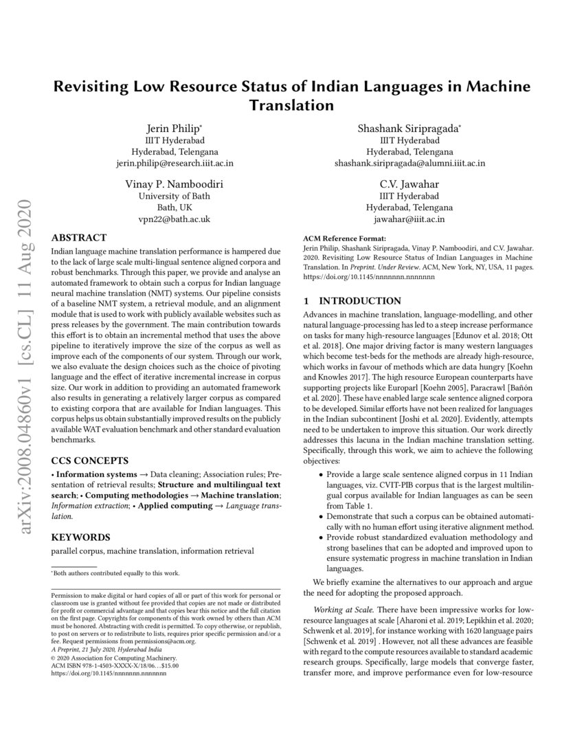 Revisiting Low Resource Status of Indian Languages in Machine