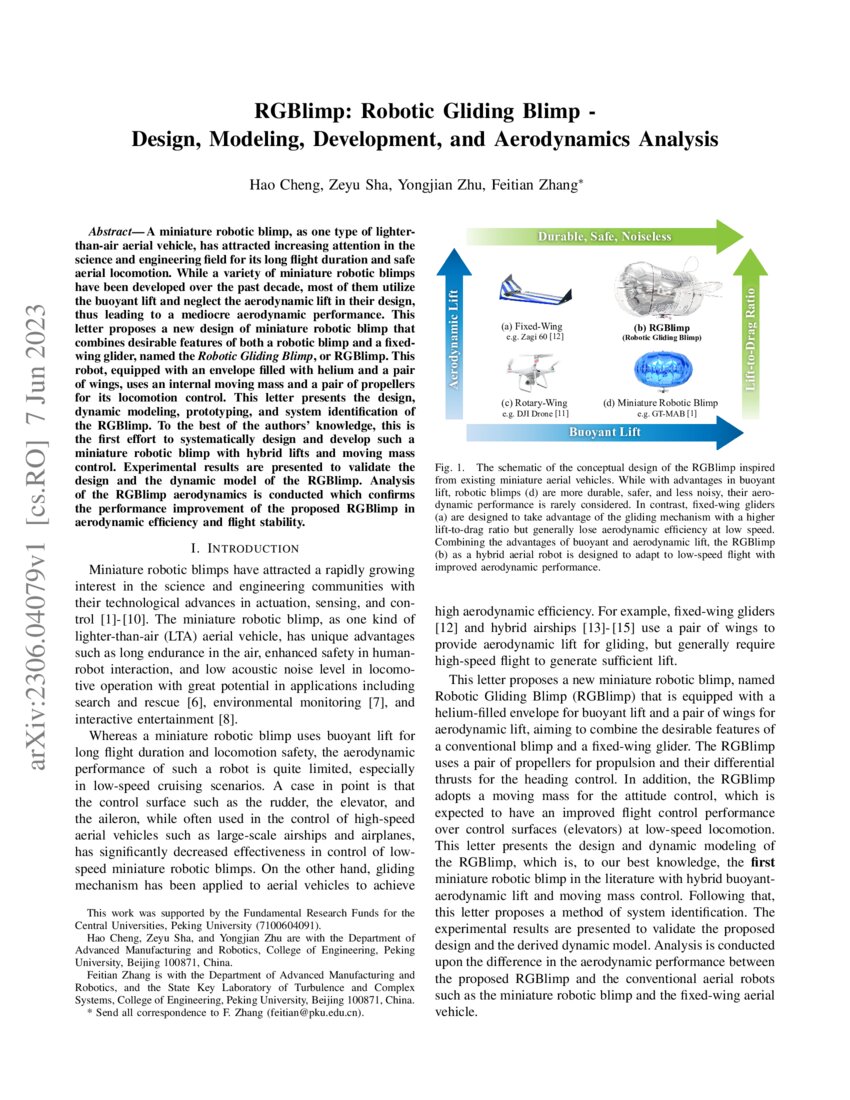 RGBlimp Robotic Gliding Blimp Design, Modeling, Development, and