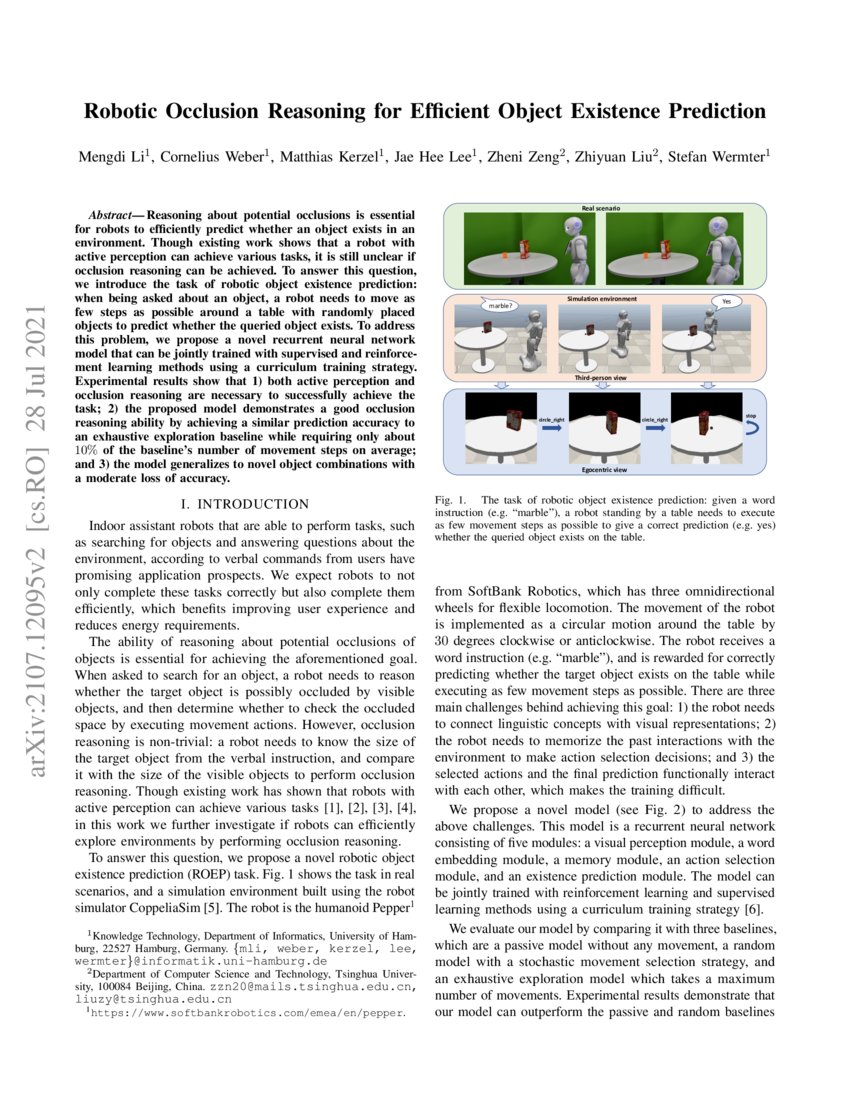 Robotic Occlusion Reasoning for Efficient Object Existence Prediction