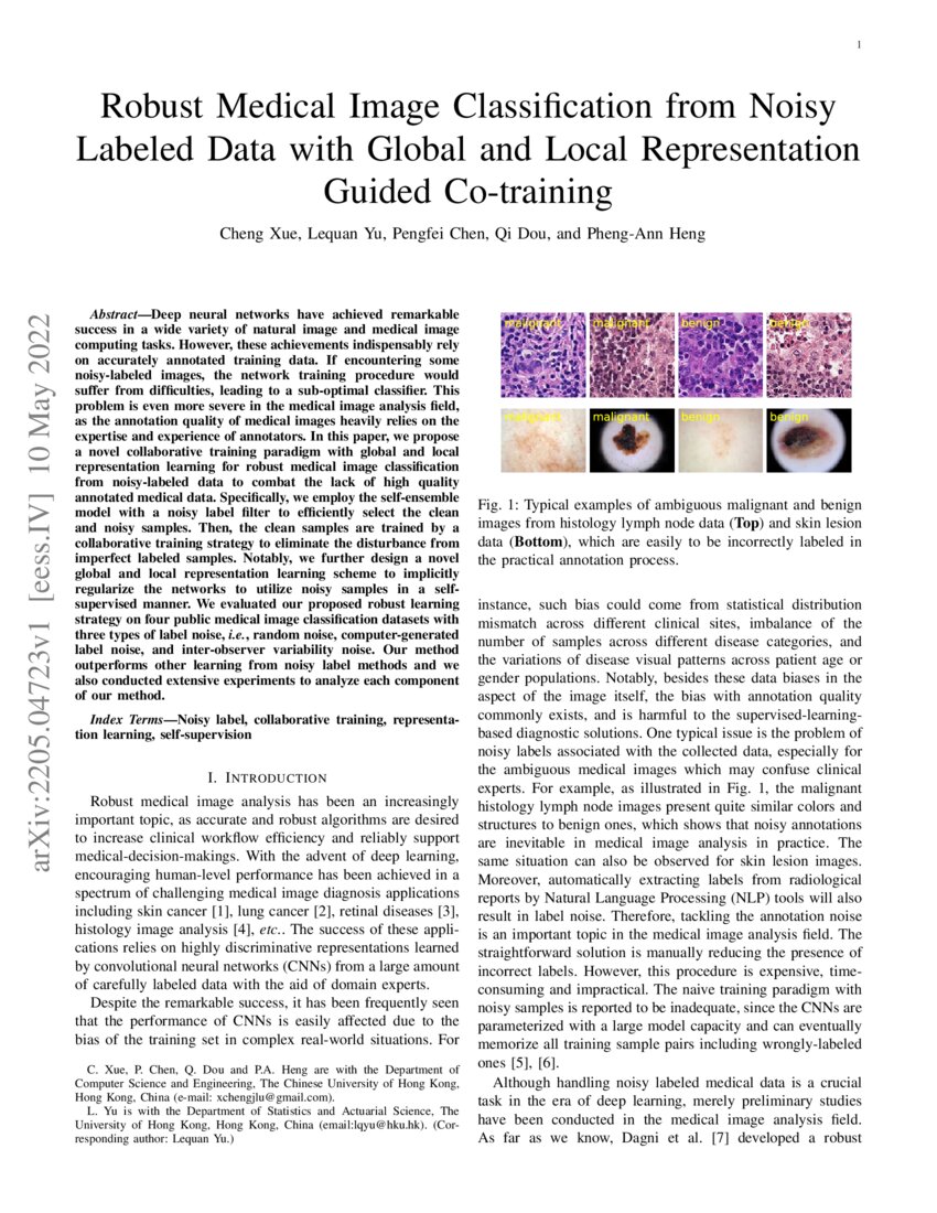 Robust Medical Image Classification from Noisy Labeled Data with Global ...