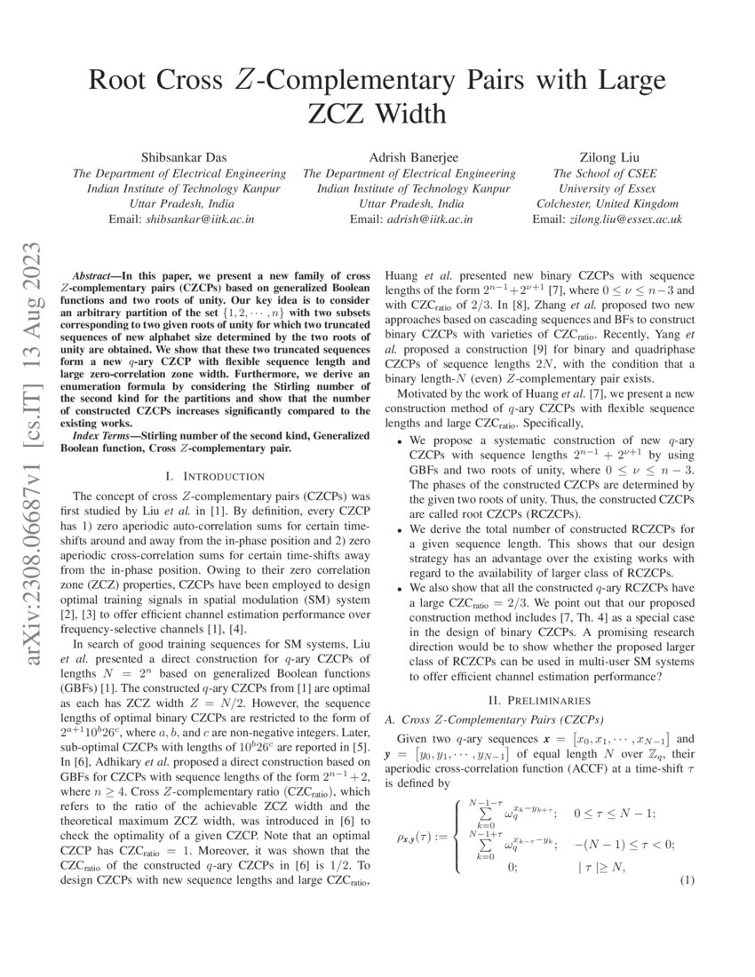 Root Cross Pairs with Large ZCZ Width DeepAI
