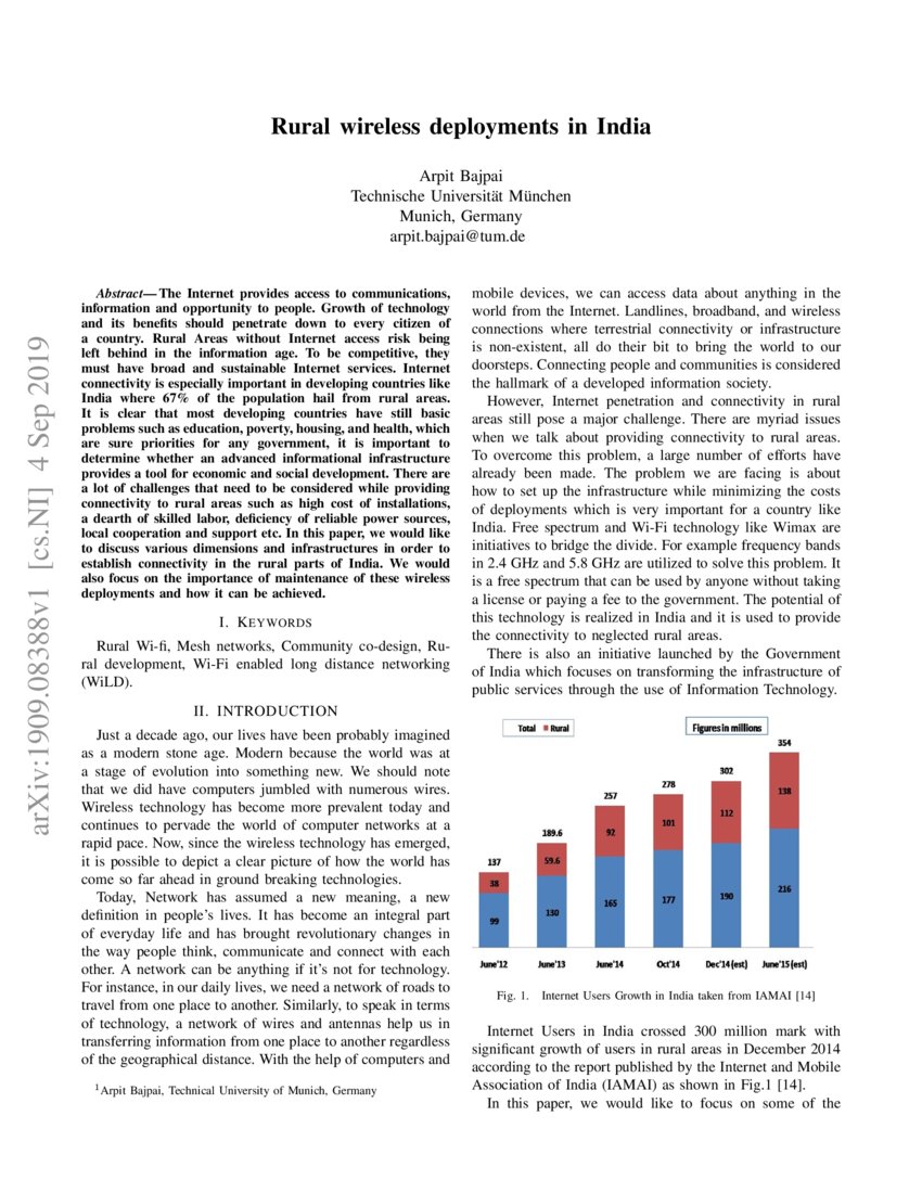 Rural wireless deployments in India DeepAI