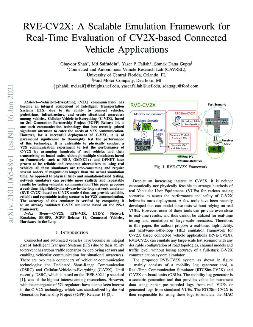RVE-CV2X: A Scalable Emulation Framework for Real-Time Evaluation of ...