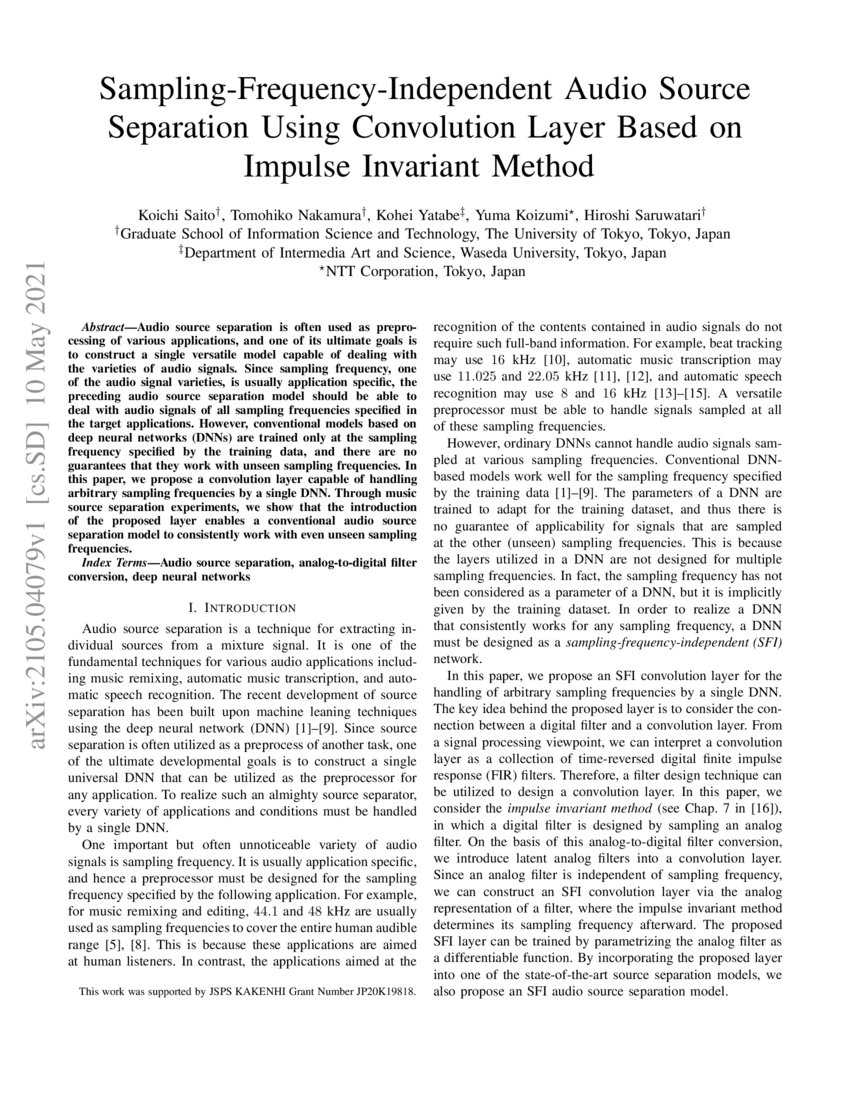 SamplingFrequencyIndependent Audio Source Separation Using