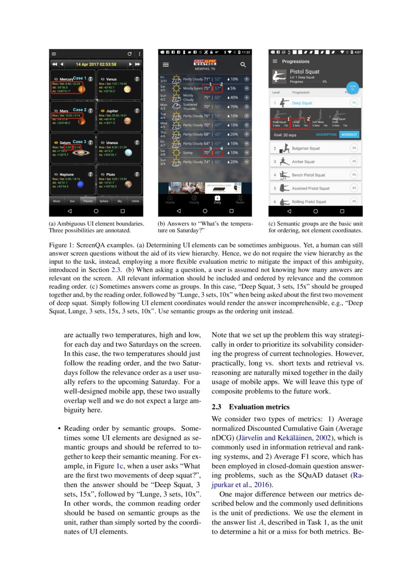 ScreenQA LargeScale QuestionAnswer Pairs over Mobile App Screenshots DeepAI