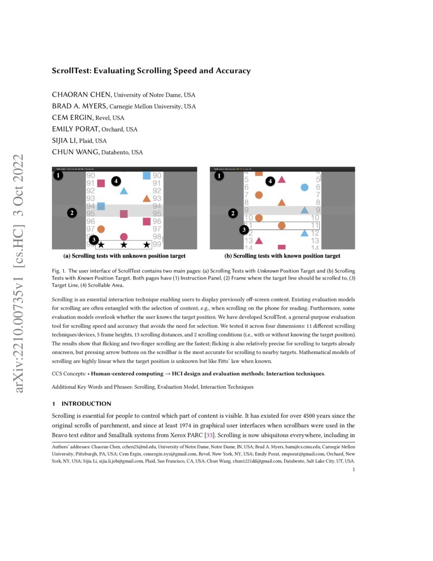 ScrollTest: Evaluating Scrolling Speed and Accuracy | DeepAI