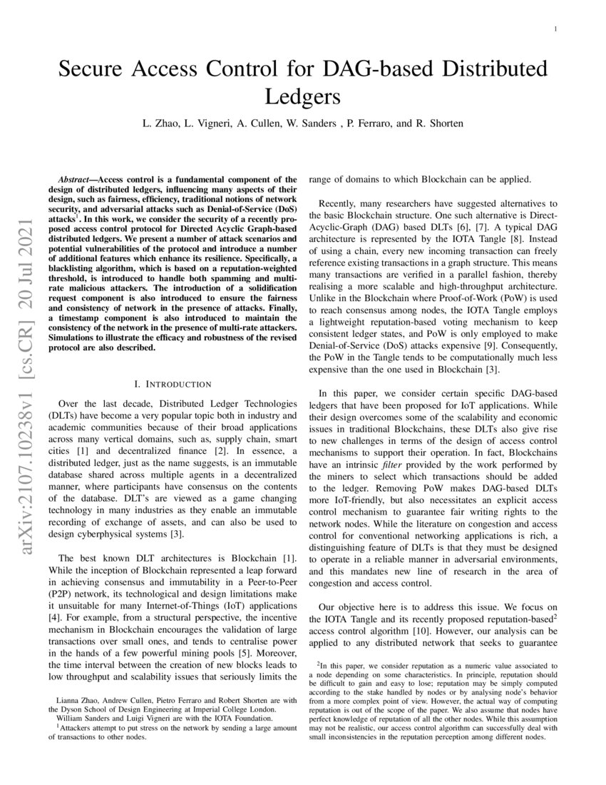Secure Access Control for DAGbased Distributed Ledgers DeepAI