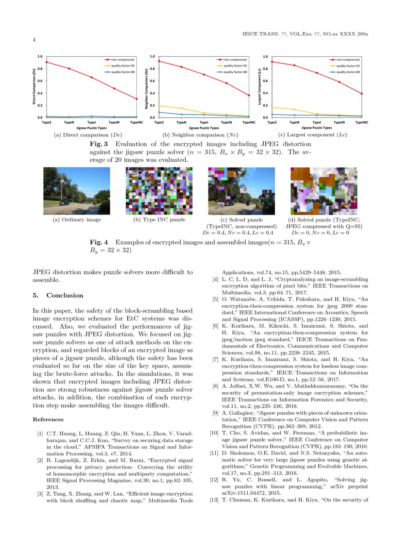 security evaluation for block scrambling based image encryption
