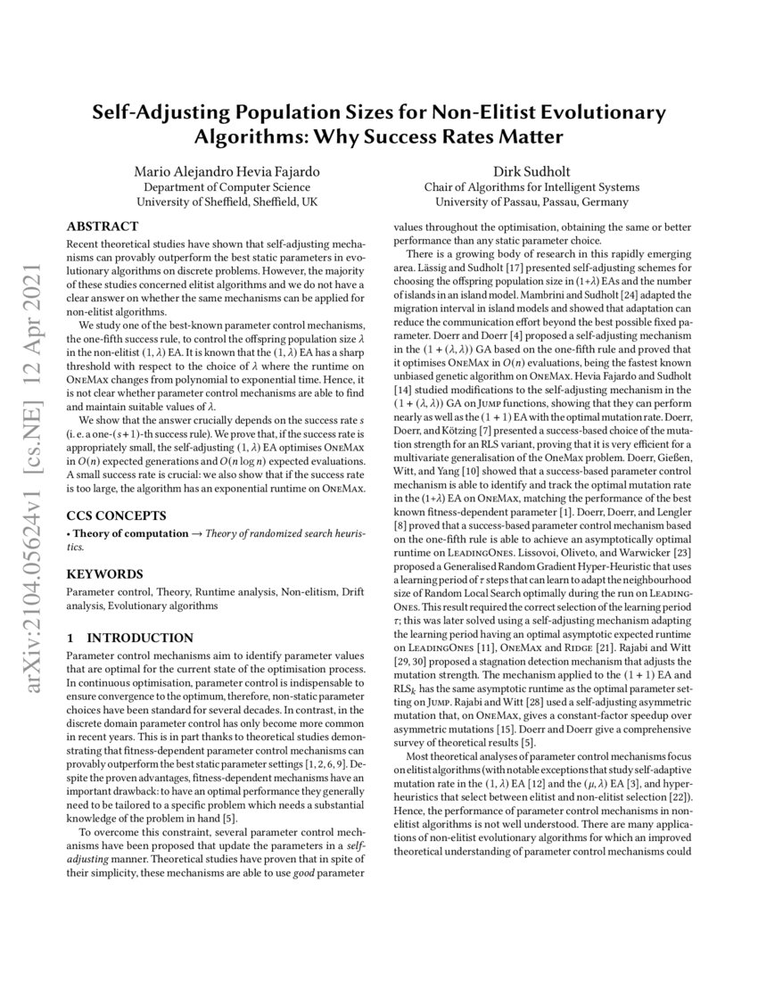 SelfAdjusting Population Sizes for NonElitist Evolutionary Algorithms