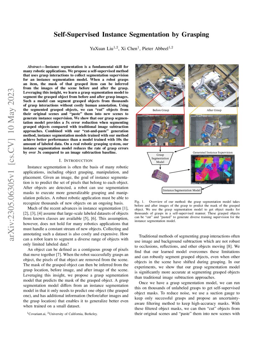 Self supervised instance segmentation by grasping deepai
