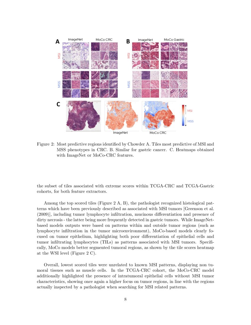 Self supervised learning improves dMMR/MSI detection from histology ...