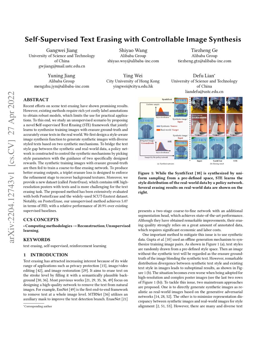Self-Supervised Text Erasing with Controllable Image Synthesis | DeepAI