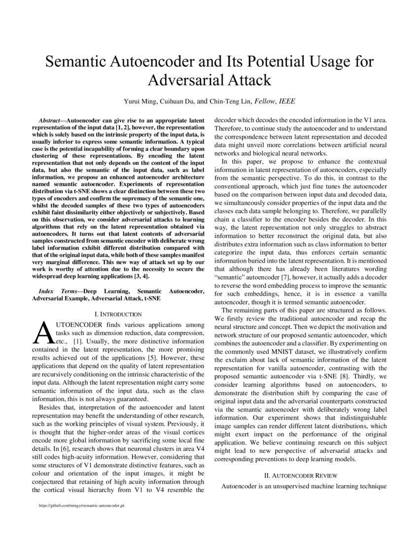 Semantic Autoencoder and Its Potential Usage for Adversarial Attack ... image.