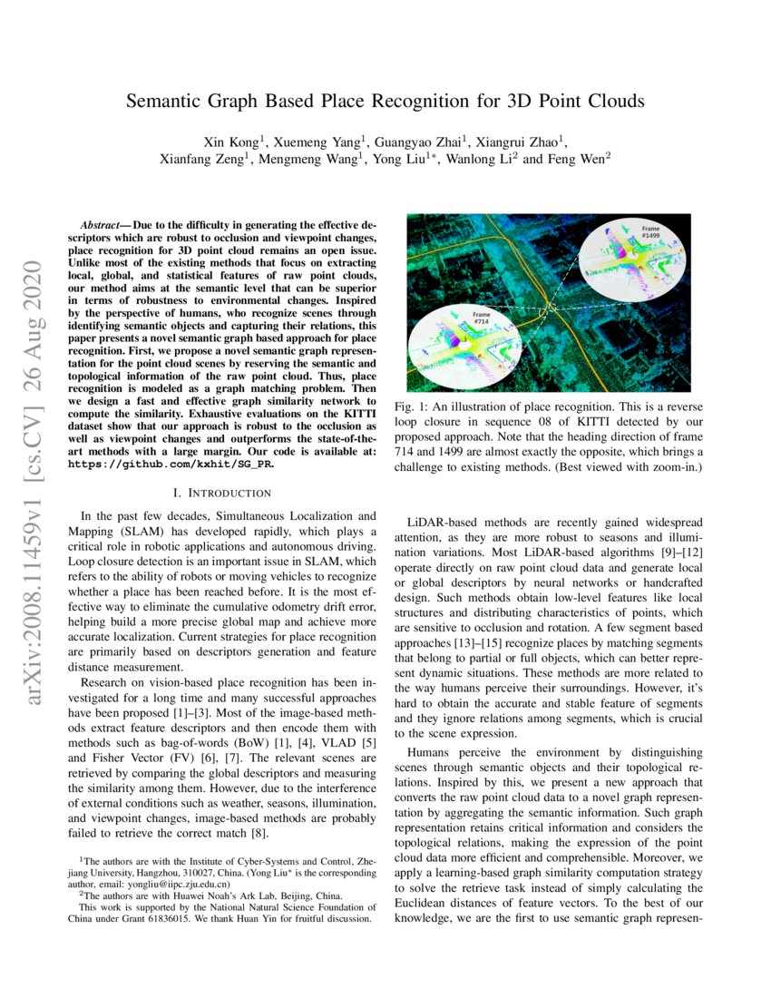 Semantic Graph Based Place Recognition for 3D Point Clouds | DeepAI