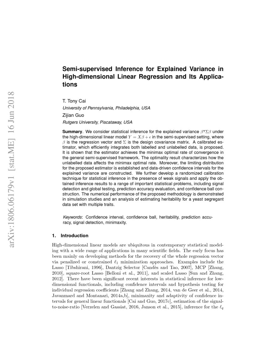 Semisupervised Inference for Explained Variance in Highdimensional
