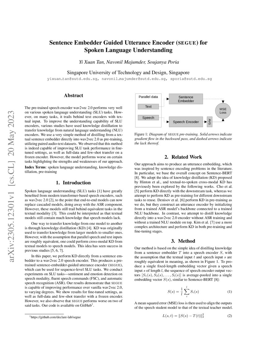 Sentence Embedder Guided Utterance Encoder (SEGUE) for Spoken Language ...